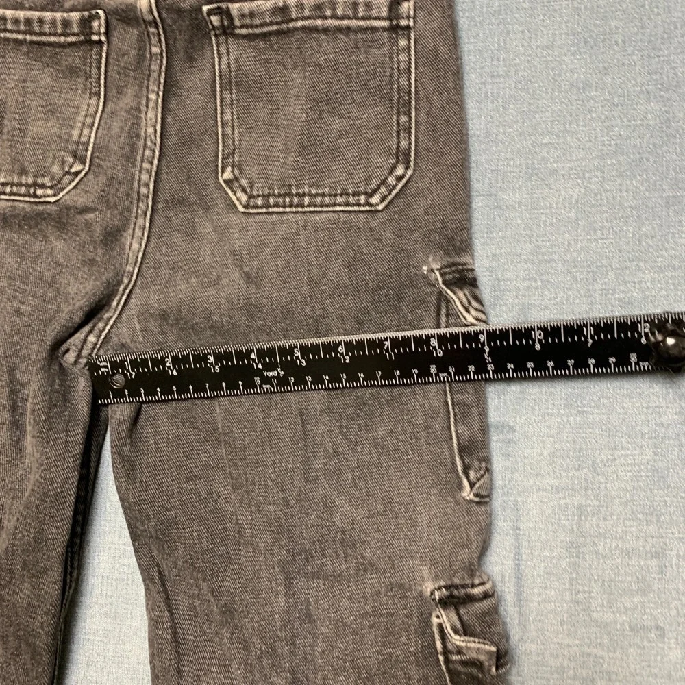 Pacsun Baggy Jeans Kids 10 Gray Denim Cargo Pockets Zip Fly Comfort Outdoor